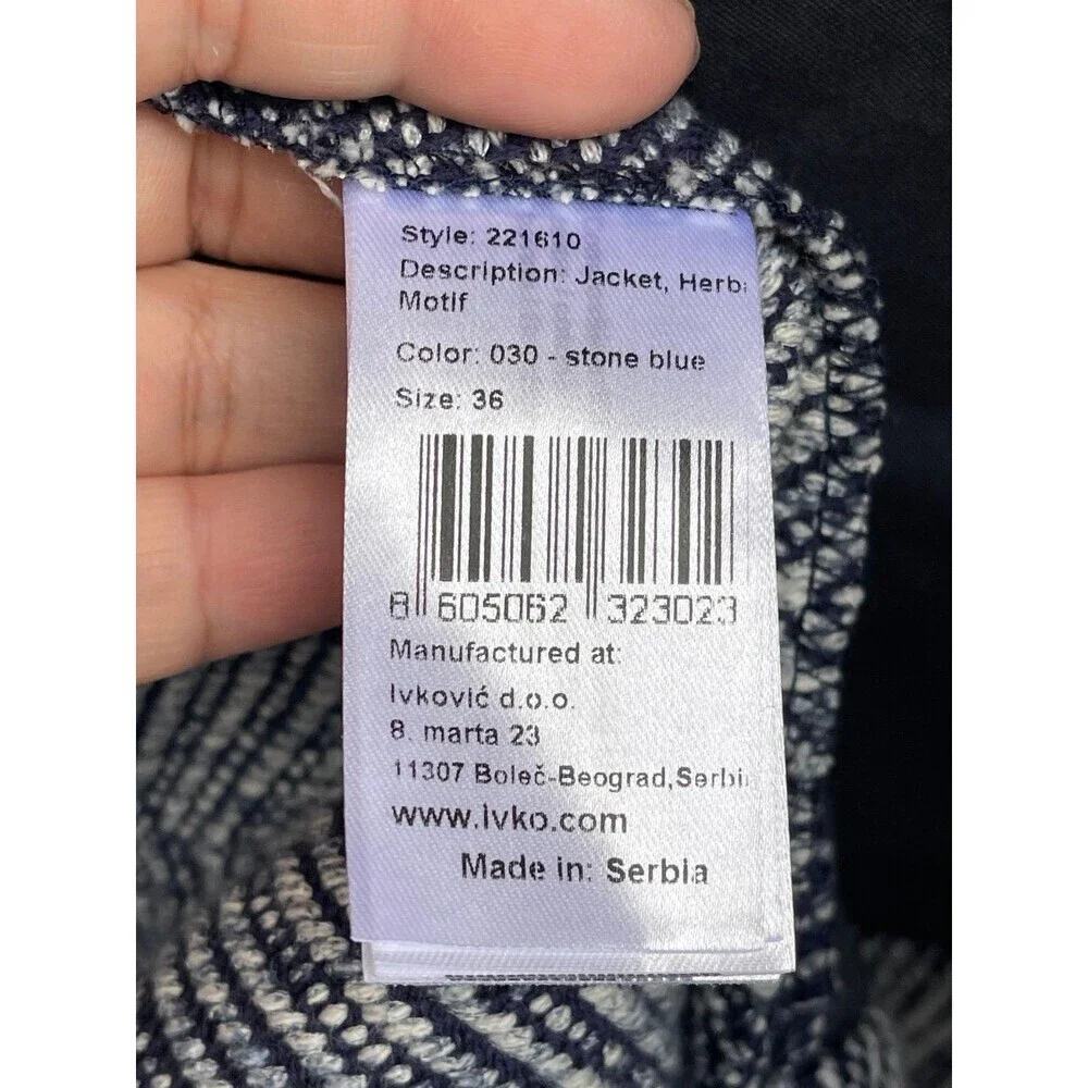 NWT IVKO Stone Blue Cotton Jacket 36 | Boutique Knitwear | READ - Minor Flaw